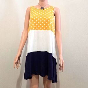 Yellow Polka Dot Color Block Mini Dress